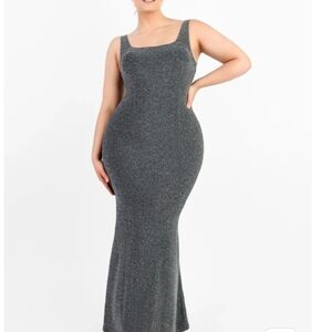 Gleaming Sleeveless Mermaid Shaping Glitter Bodycon Hourglass Maxi Dress L